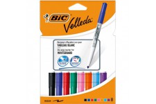 BIC Velleda 1741 Feutres pour Tableau Blanc Effacables a Sec, Pointe Conique Moyenne - Couleurs Assorties, Pochette 