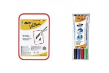 BIC Velleda Tableau Double Face Effacable a  Sec (30 x 44 cm) - Rouge, Lot de 1 & Velleda 1721 Feutres Effacables a  Sec - Bleu,