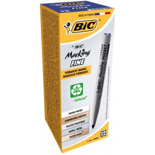 BIC Marking Fine ECOlutions Marqueurs Permanents a Pointe Conique Fine - Bleu, Boite de 12