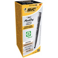BIC Marking Fine ECOlutions Marqueurs Permanents a Pointe Conique Fine - Pour Carton, Plastique, Bois, Metal - Noir