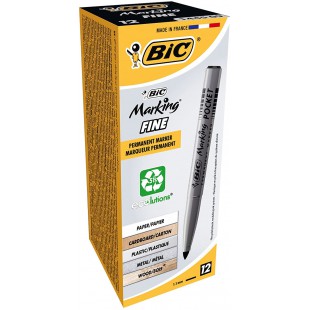 BIC Marking Fine ECOlutions Marqueurs Permanents a Pointe Conique Fine - Pour Carton, Plastique, Bois, Metal - Noir