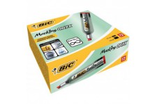 BIC Marking Onyx 1481 Marqueurs Permanents a Pointe Moyenne Biseautee - Rouge, Boite de 12