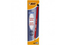 Lot de 12 : BIC Gilbert Crayons a Papier Graphite Premium En Bois Pour Ecrire Et Dessiner - Mine HB, Corps Rouge