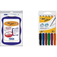 BIC - Ardoise Ergo Velleda - Surface effacable a  sec 841362 & Velleda 1741 Feutres pour Tableau Blanc Effacables a  Sec (Pointe