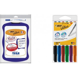 BIC - Ardoise Ergo Velleda - Surface effacable a  sec 841362 & Velleda 1741 Feutres pour Tableau Blanc Effacables a  Sec (Pointe