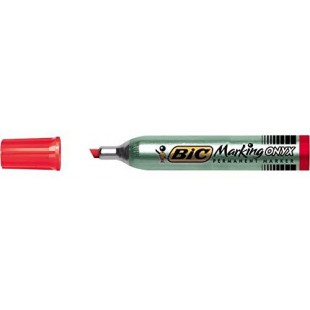 BIC Marking Onyx 1591 Marqueurs Permanents a Pointe Moyenne Biseautee - Rouge, Boite de 12