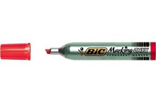 BIC Marking Onyx 1591 Marqueurs Permanents a Pointe Moyenne Biseautee - Rouge, Boite de 12