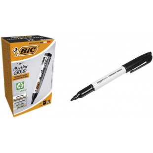 BIC Marking 2300 ECOlutions Marqueurs Permanents a Pointe Moyenne Biseautee - Noir, Boite de 12 & Amazon Basics Mar