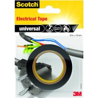 3M Scotch Ruban Electrique 10 m x 15 mm 1 Rouleau Noir