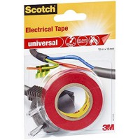 3M Scotch Ruban Electrique 10 m x 15 mm Rouge