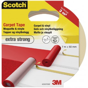 3M Scotch Ruban Adhesif Double Face pour Moquette Extra-fort 50 mm x 7 m 1 Rouleau