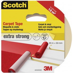 3M Scotch Ruban Adhesif Double Face pour Moquette Extra-fort 50 mm x 20 m 1 Rouleau