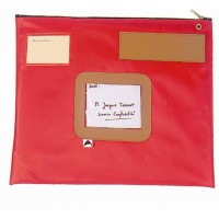- Pochette de Caisse - POPLAT R - Coloris Rouge - Nylon Impermeable - Pochette Plate - 42 x 32 cm - Pochette Courrier - Pochette