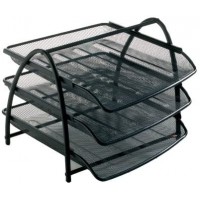 Alba MESHTRAY3 N Set de 3 Corbeilles Francaises Coulissantes en Metal Mesh Noir