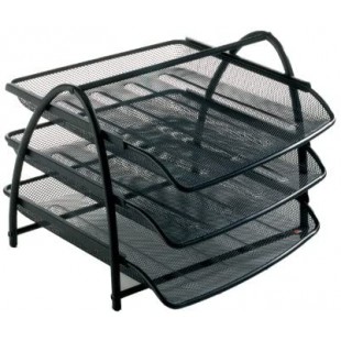 Alba MESHTRAY3 N Set de 3 Corbeilles Francaises Coulissantes en Metal Mesh Noir