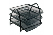 Alba MESHTRAY3 N Set de 3 Corbeilles Francaises Coulissantes en Metal Mesh Noir