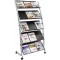 - Presentoir Mobile - 5 Tablettes 3 Documents A4 - Metal et ABS - 51 x 82 x 166 cm - 4 Roulettes et Freins - Montage Facile - Po