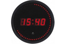 Alba HORLED Horloge Murale LED Noir / Rouge - Prise electrique UK