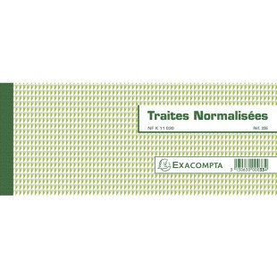 Carnet a souche "traites normalisees" 10,1x21cm - 50 feuillets