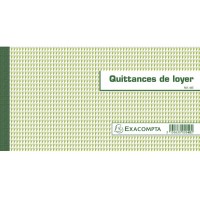 Exacompta - Ref. 40E - 1 Carnet a  souche "Quittances de loyer" 50 feuillets - Format horizontal de la quittance 13x18,5 cm