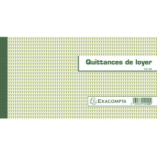 Exacompta - Ref. 40E - 1 Carnet a  souche "Quittances de loyer" 50 feuillets - Format horizontal de la quittance 13x18,5 cm