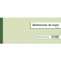 Exacompta - Ref. 42E - 1 Carnet a  souche "Quittances de loyer" 50 feuillets - Format horizontal de la quittance : 10,1x16,5 cm