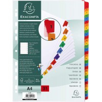 Exacompta - Ref. 1131E - Intercalaires en carte blanche 160g/m2 FSC® avec 31 onglets imprimes numeriques de 1 a  31 couleur - Pa