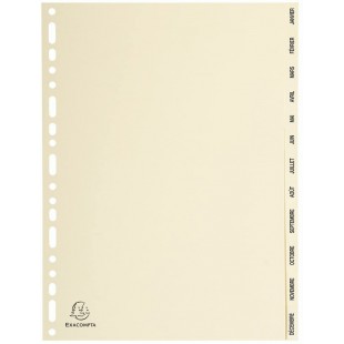 Exacompta - Ref. 1212E - Intercalaires en Carte ivoire 155g/m2 FSC® avec 12 onglets imprimes mensuel de Janvier a D