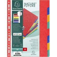 Exacompta - Ref. 1408E - Intercalaires en veritable carte lustree souple 225g/m2 FSC avec 8 onglets neutres - Format