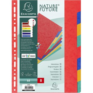 Exacompta - Ref. 1408E - Intercalaires en veritable carte lustree souple 225g/m2 FSC avec 8 onglets neutres - Format