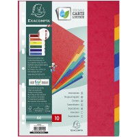 Exacompta - Ref. 1410E - Intercalaires en veritable carte lustree souple 225g/m2 FSC avec 10 onglets neutres - Format a  classer