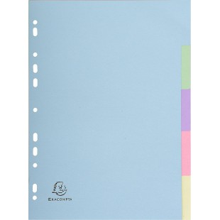 Lot de 50 : Exacompta - Ref. 1605E - Intercalaires en carte pastel recyclee 170g/m2 avec 5 onglets neutres - Format a classer A4