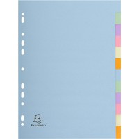 Exacompta - Ref. 1612E - Intercalaires en carte pastel recyclee 170g/m2 avec 12 onglets neutres - Format a classer 