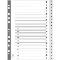 Exacompta - Ref. 1721E - Intercalaires gris en polypropylene recycle avec 20 onglets imprimes numeriques de 1 a 20 