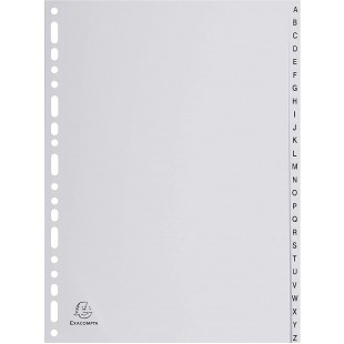 Exacompta - Ref. 1726E - Intercalaires gris en polypropylene recycle avec 26 onglets imprimes alphabetiques de A a  Z - Format a