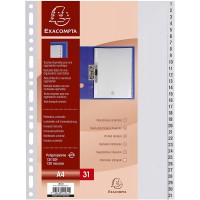 Exacompta - Ref. 1931E - Intercalaires gris en polypropylene recycle avec 31 onglets imprimes numeriques de 1 a  31 - Format a  