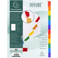 Exacompta - Ref. 2312E - Intercalaires en carte blanche 160g/m2 FSC® avec 12 onglets neutres en couleurs - renforces et plastifi