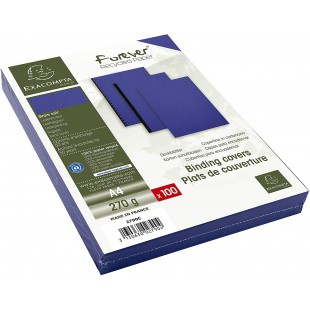 Exacompta 2790C Paquet de 100 couvertures Grain cuir pour reliure A4 Bleu fonce