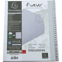 Exacompta - Ref. 2931E - Intercalaires gris en polypropylene recycle avec 31 onglets imprimes numeriques de 1 a  31 - Format a  