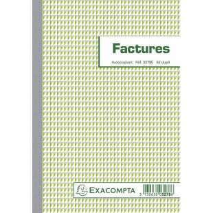 Exacompta - Ref. 3278E - 1 Manifold Factures avec mention TVA 21x14,8 cm avec 50 feuillets dupli autocopiants