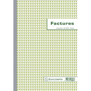 Exacompta 3287E Manifold Factures 21 x 29,7 cm avec mention TVA 50 feuillets Dupli autocopiants