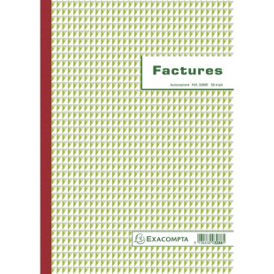 Exacompta 3288E Manifold Factures 21 x 29,7 cm avec mention TVA 50 feuillets Tripli autocopiants