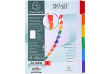 Lot de 20 : Exacompta - Ref. 4306E - Intercalaires en carte blanche 160g/m2 FSC® avec 6 onglets neutres en couleurs - renforces 