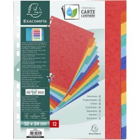 Exacompta - Ref. 7034E - Intercalaires en veritable carte lustree souple 225g/m2 FSC avec 12 onglets neutres - Format