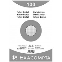 Exacompta 10206E Paquet 100 Fiches Bristol sous Film Blanc Quadrille 5 X 5 Non Perfore 210 X 297 mm