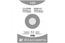 Exacompta 10206E Paquet 100 Fiches Bristol sous Film Blanc Quadrille 5 X 5 Non Perfore 210 X 297 mm