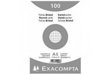 Exacompta 10208E Paquet 100 Fiches Bristol sous Film Blanc Quadrille 5 X 5 Non Perfore 148 X 210 mm