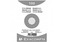 EXACOMPTA 10209E Paquet 100 fiches sous film - bristol quadrille 5x5 non perfore 105x148mm Blanc