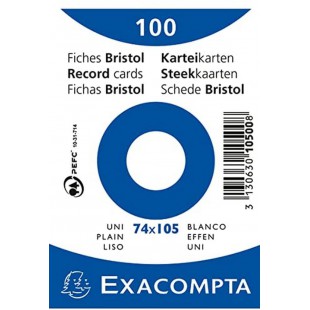 100 fiches bristol sous film - uni non perfore - 74x105mm