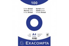 Exacompta 10506E Paquet de 100 Fiches Bristol sous film 21 x 29, 7 cm Uni non perforees Blanches